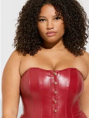torrid Red Faux-Leather Strapless Bustier Corset